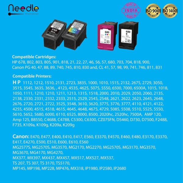 Needle 1 KG (Black) Cartridge Inkjet Ink Refill Compatible with HP and Canon Cartridge Printers - Image 2